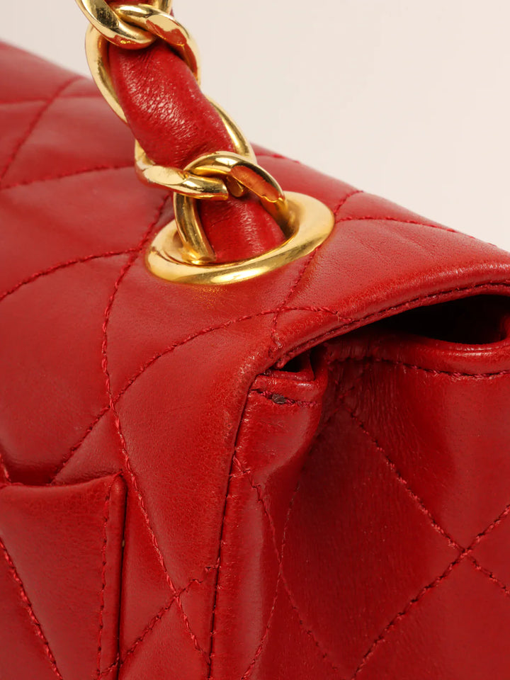 Chanel Around 1990 Made Classic New Chain Top Handle Bag Mini Red