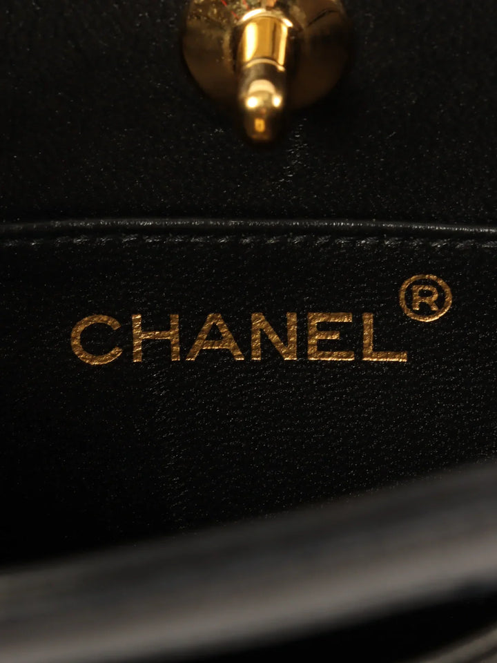 Chanel Around 1990 Made Leather Satin Combination Turn-Lock 2Way Chain Bag Black