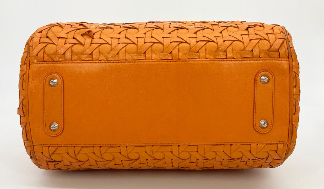 CHRISTIAN Top quality Dior Woven Leather Orange Lady Top quality Dior Avenue Tote