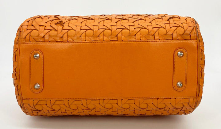 CHRISTIAN Top quality Dior Woven Leather Orange Lady Top quality Dior Avenue Tote