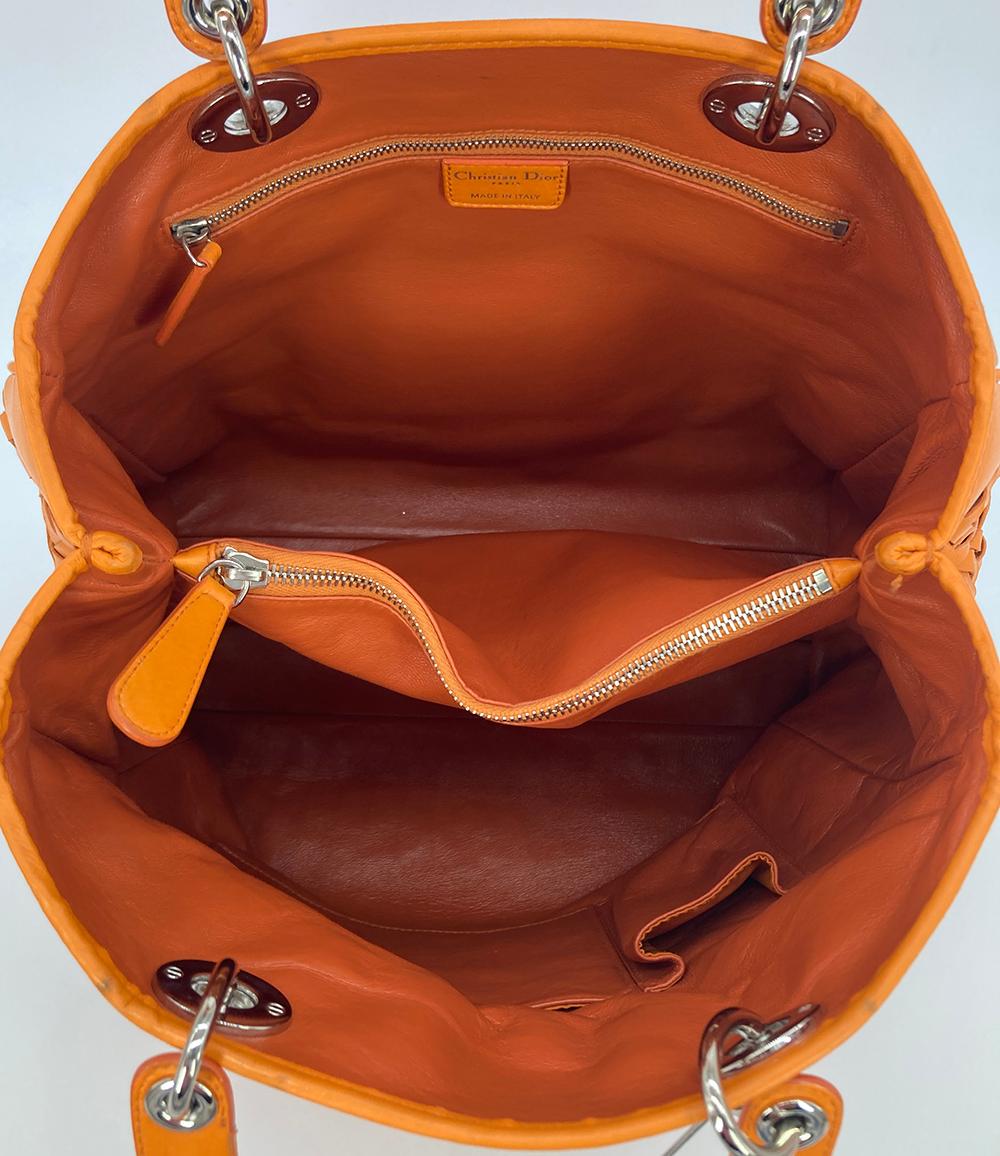 CHRISTIAN Top quality Dior Woven Leather Orange Lady Top quality Dior Avenue Tote
