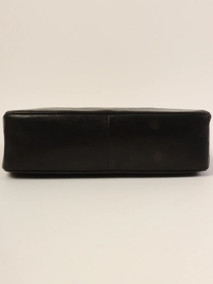Chanel Around 1990 Made Leather Satin Combination Turn-Lock 2Way Chain Bag Black