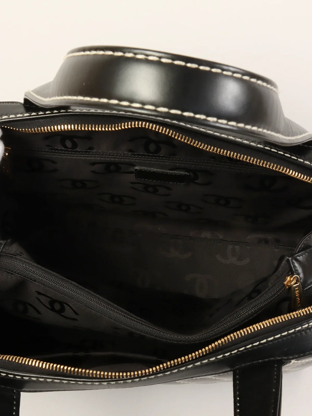 Chanel Around 2001 Made Wild Stitch Cc Mark Plate Tote Bag Black