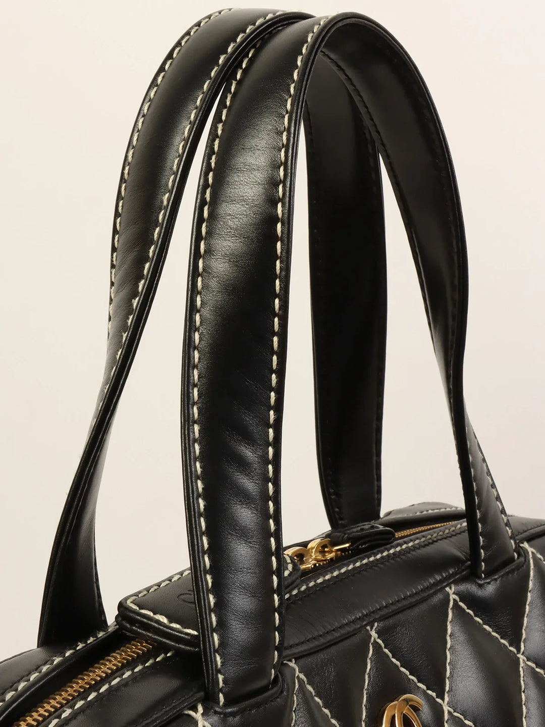 Chanel Around 2001 Made Wild Stitch Cc Mark Plate Tote Bag Black