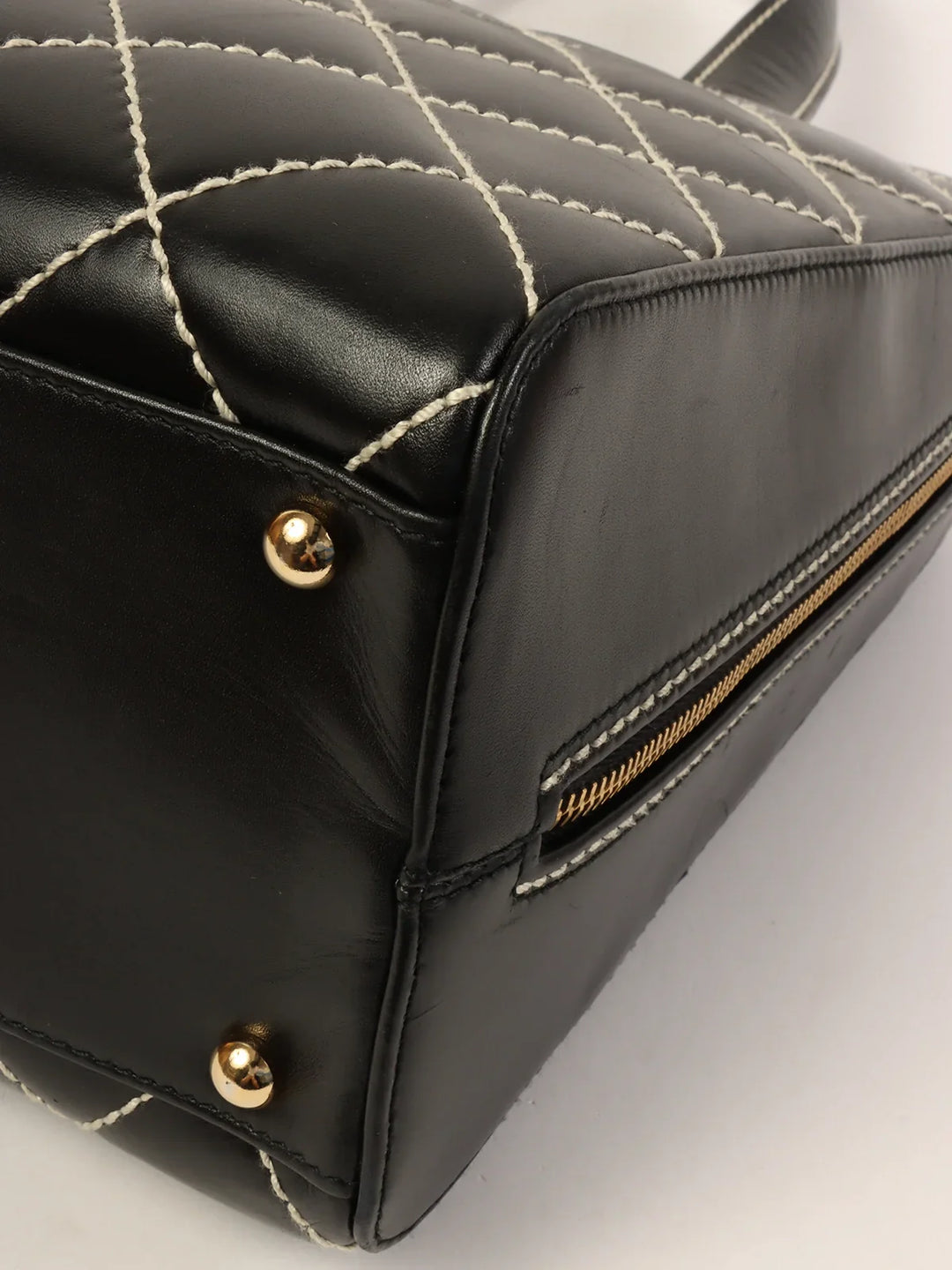 Chanel Around 2001 Made Wild Stitch Cc Mark Plate Tote Bag Black
