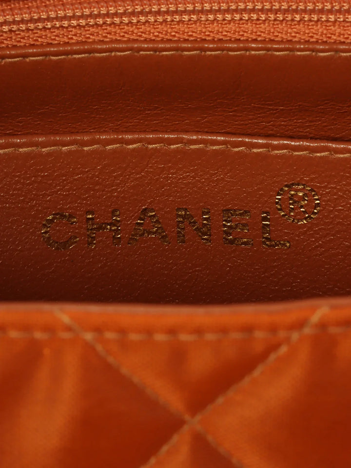 Chanel Around 1997 Made Nylon Turn-Lock One Shoulder Bag Orange