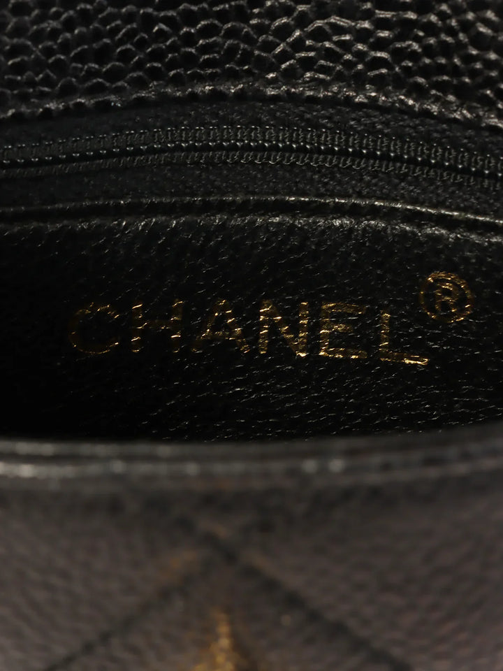Chanel Around 1995 Made Caviar Skin Turn-Lock Waist Bag Black