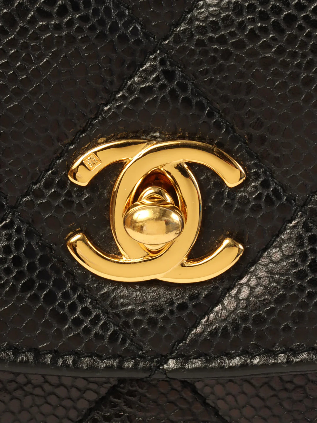 Chanel Around 1995 Made Caviar Skin Turn-Lock Waist Bag Black