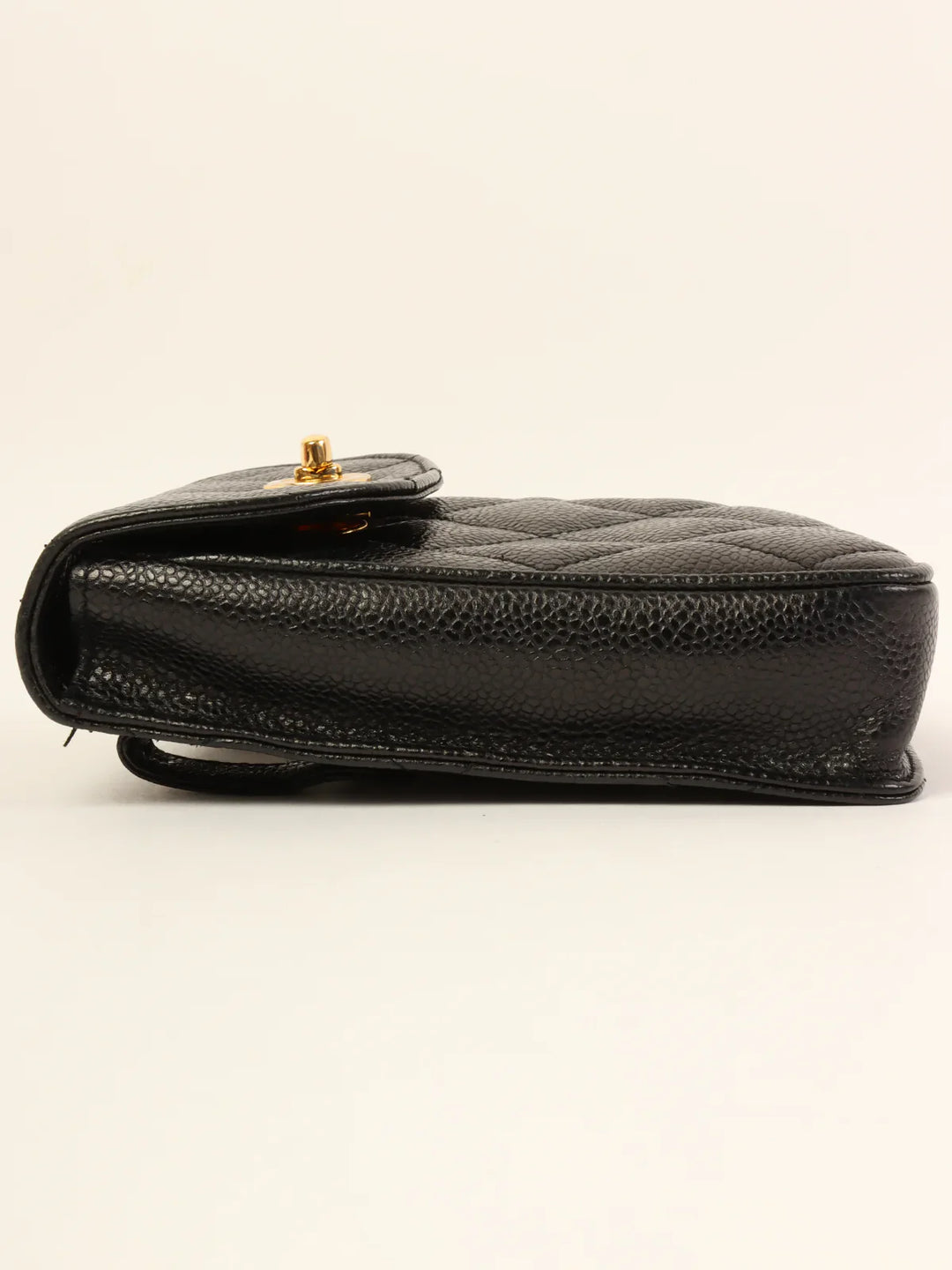 Chanel Around 1995 Made Caviar Skin Turn-Lock Waist Bag Black
