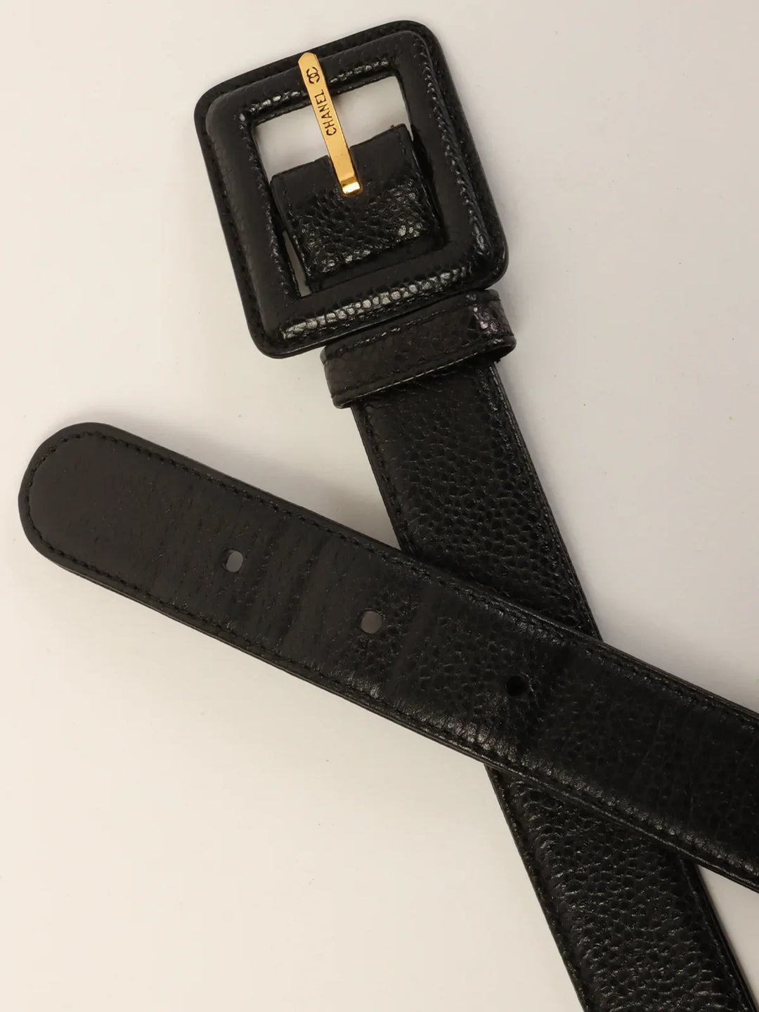 Chanel Around 1995 Made Caviar Skin Turn-Lock Waist Bag Black