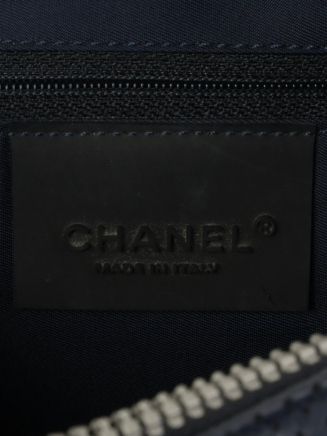 Chanel Around 2004 Made Sport Line Punching Turn-Lock Chain Bag Navy/White