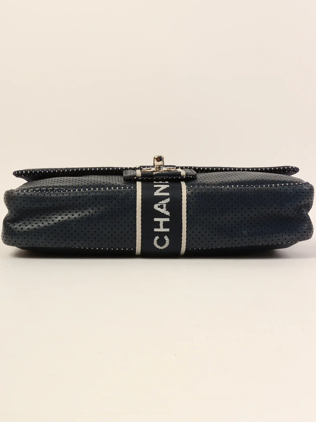 Chanel Around 2004 Made Sport Line Punching Turn-Lock Chain Bag Navy/White