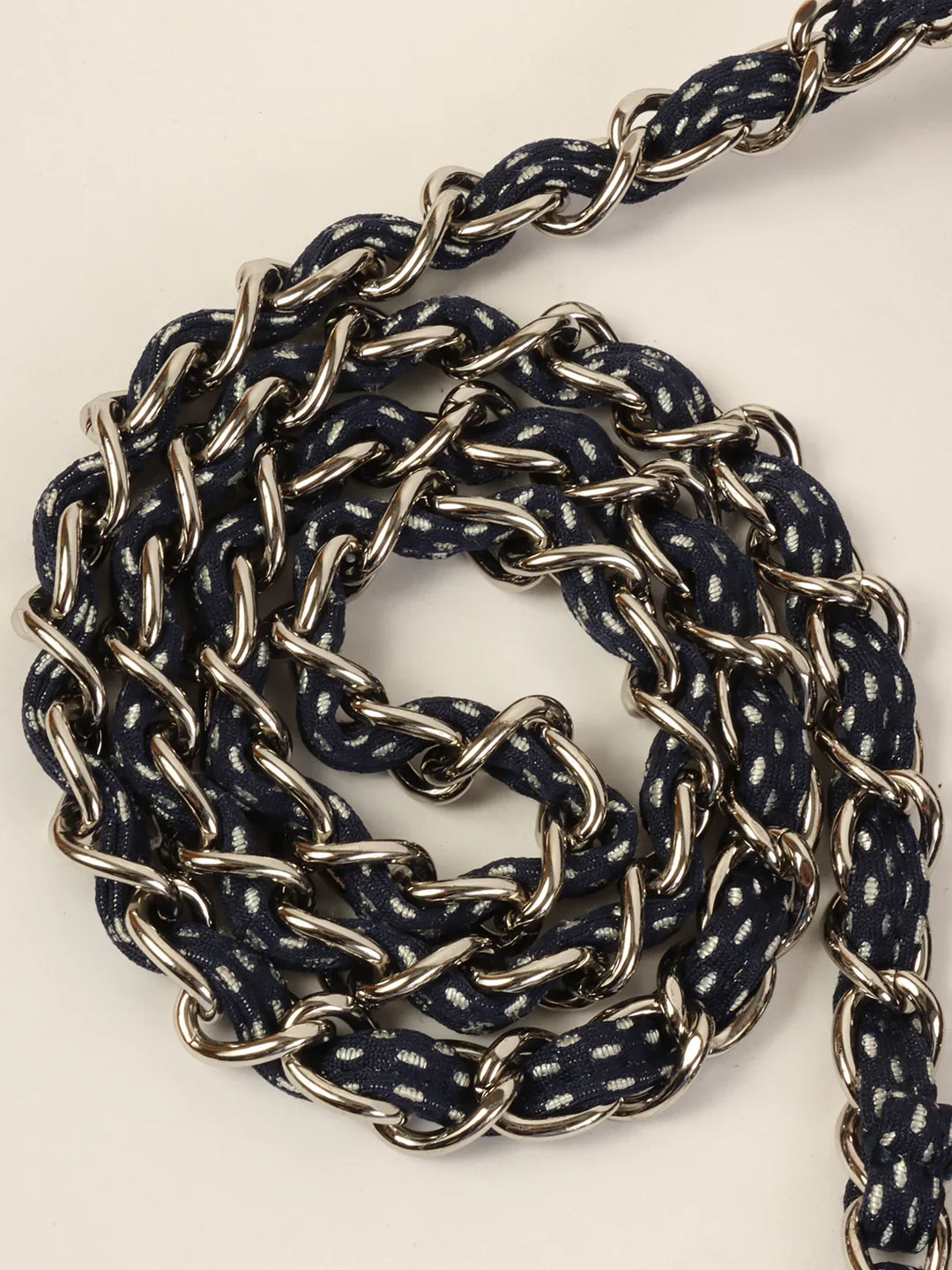 Chanel Around 2004 Made Sport Line Punching Turn-Lock Chain Bag Navy/White