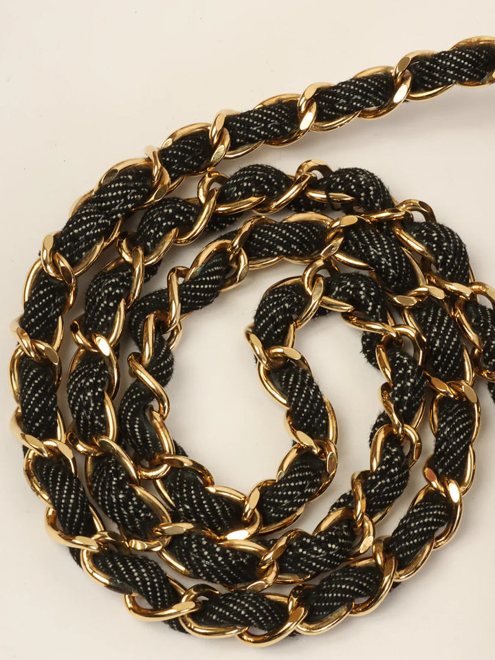 Chanel Around 1998 Made Denim Classic New Chain Bag 23Cm Black
