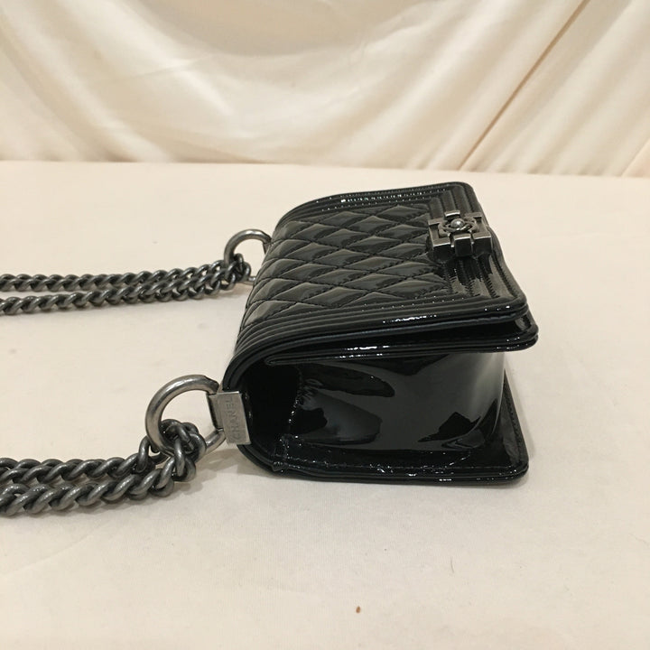 Chanel Black Patent Super Mini Boy Shoulder Bag Sku# 76305