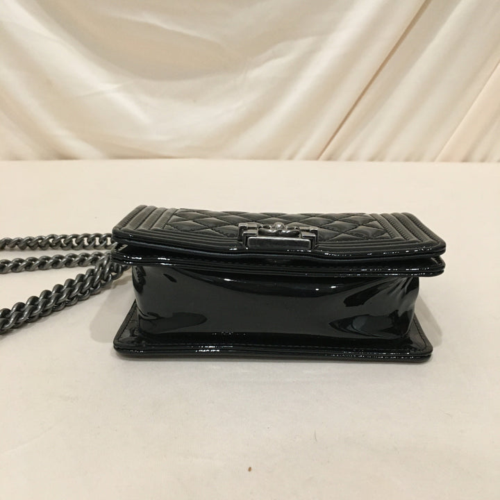 Chanel Black Patent Super Mini Boy Shoulder Bag Sku# 76305