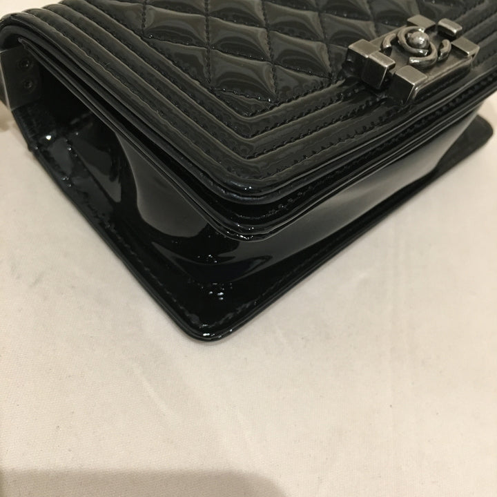 Chanel Black Patent Super Mini Boy Shoulder Bag Sku# 76305