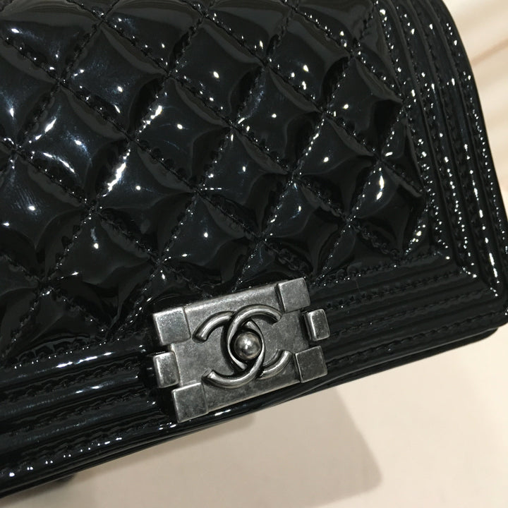 Chanel Black Patent Super Mini Boy Shoulder Bag Sku# 76305