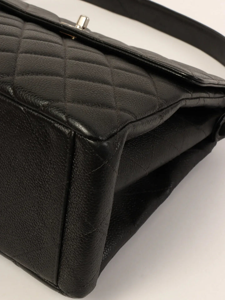 Chanel Around 1997 Made Caviar Skin Turn-Lock Shoulder Bag Black