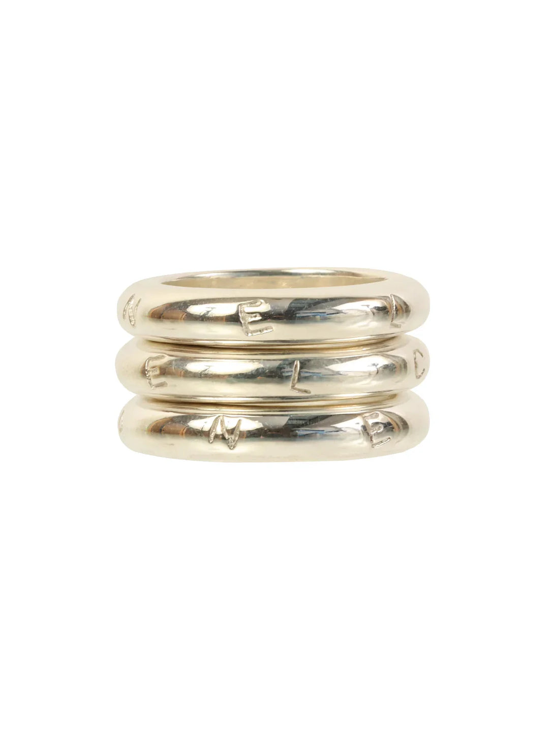 Chanel Logo Triple Ring Silver