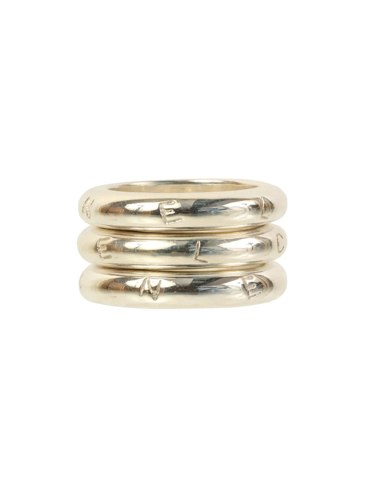 Top Quality Chanel Logo Triple Ring Silver