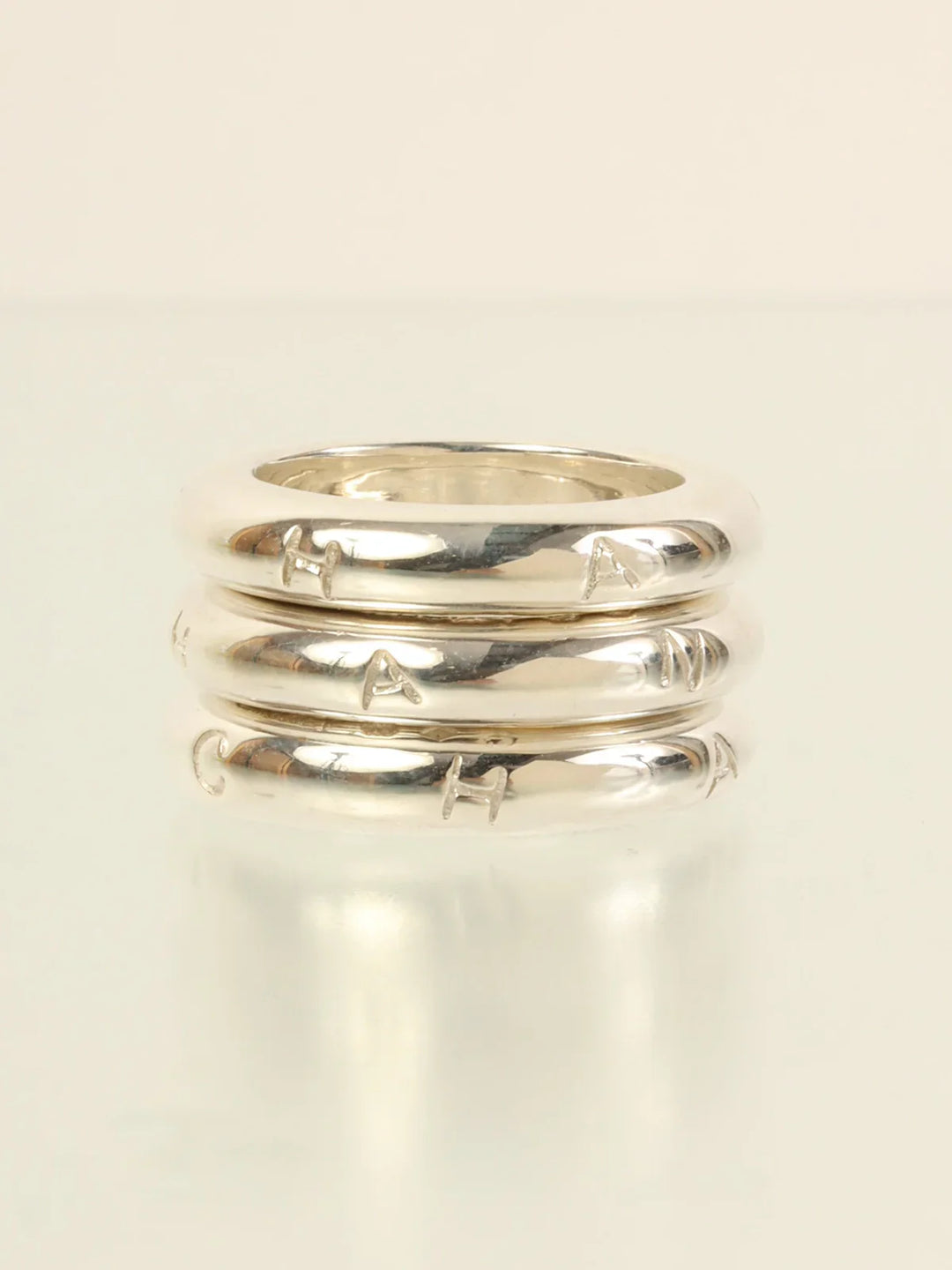 Chanel Logo Triple Ring Silver