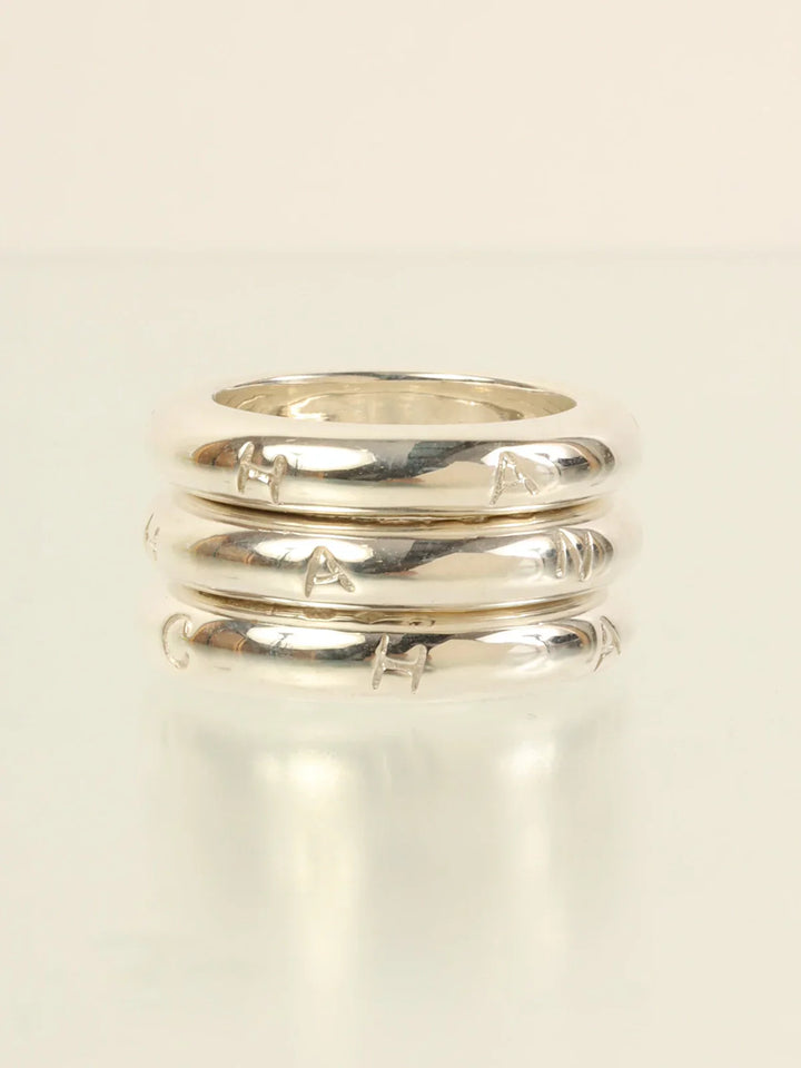 Chanel Logo Triple Ring Silver