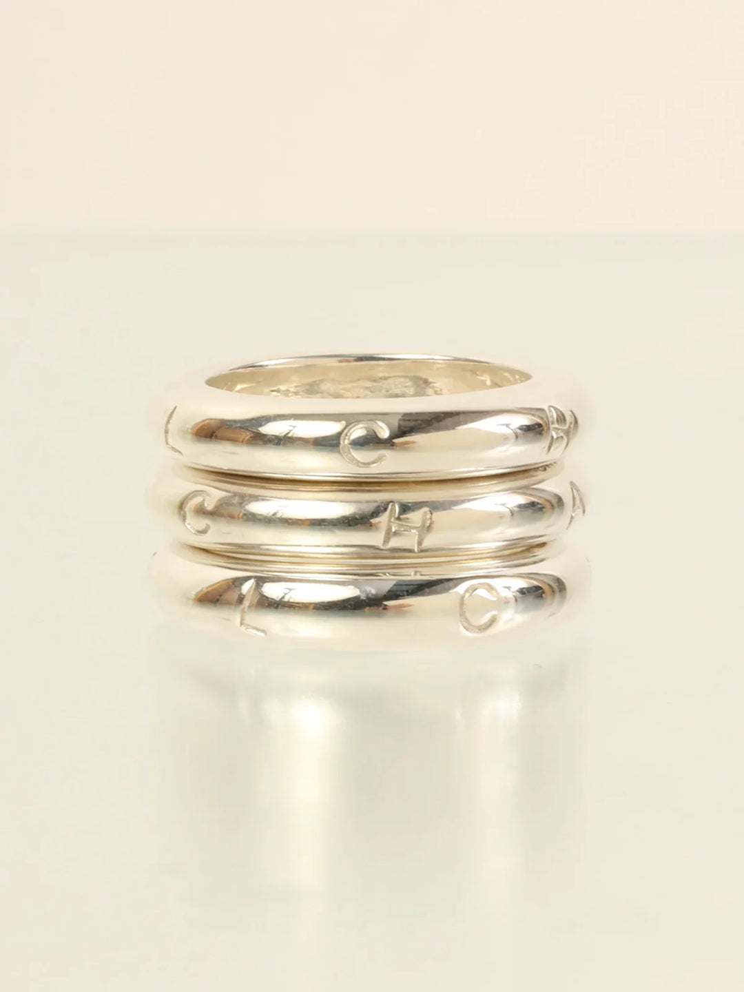 Chanel Logo Triple Ring Silver
