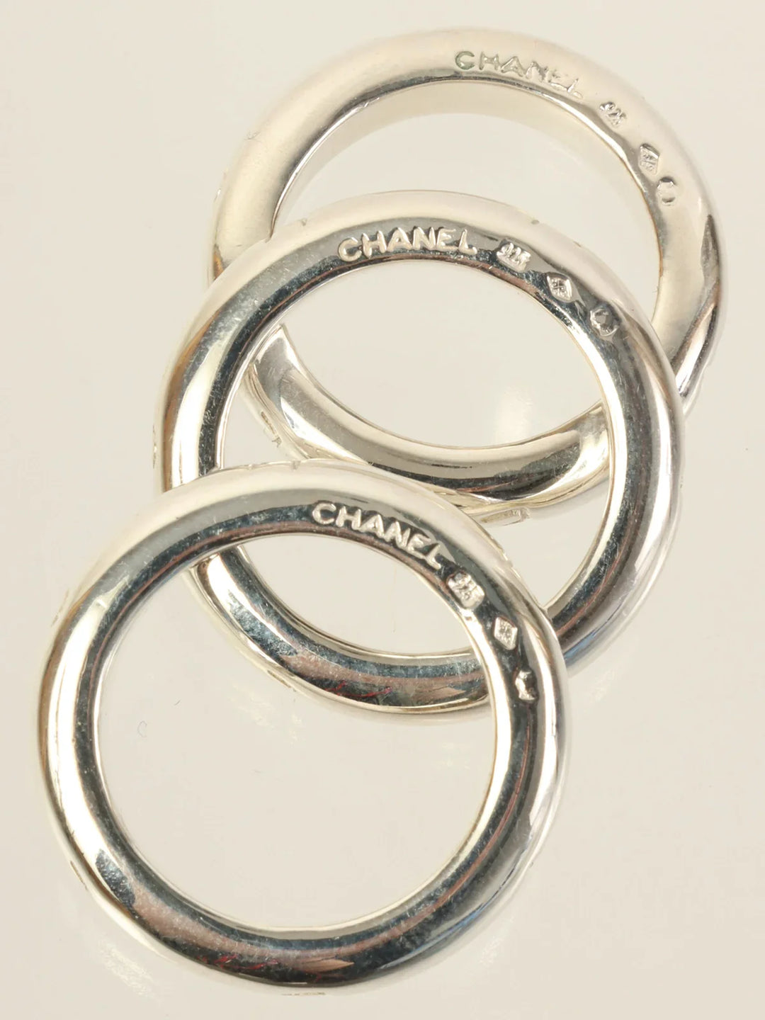 Chanel Logo Triple Ring Silver