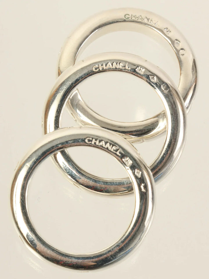 Chanel Logo Triple Ring Silver
