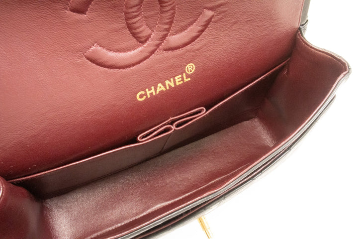 Top Quality Chanel Classic Double New 10" Chain Shoulder Bag Black Lambskin