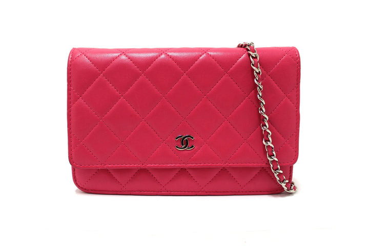 Chanel Fuchsia Pink Quilted Lambskin Leather Wallet On Chain WOC Messenger Bag | Italystation.com