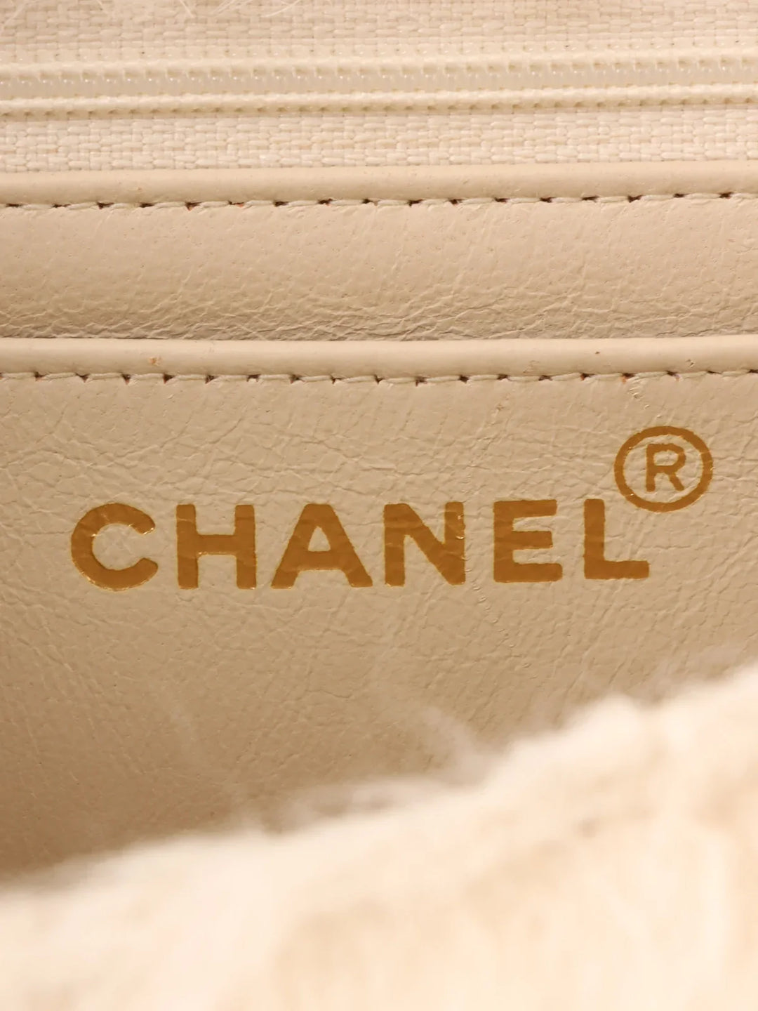 Chanel Around 1992 Made Fur Turn-Lock Top Handle Bag Off White