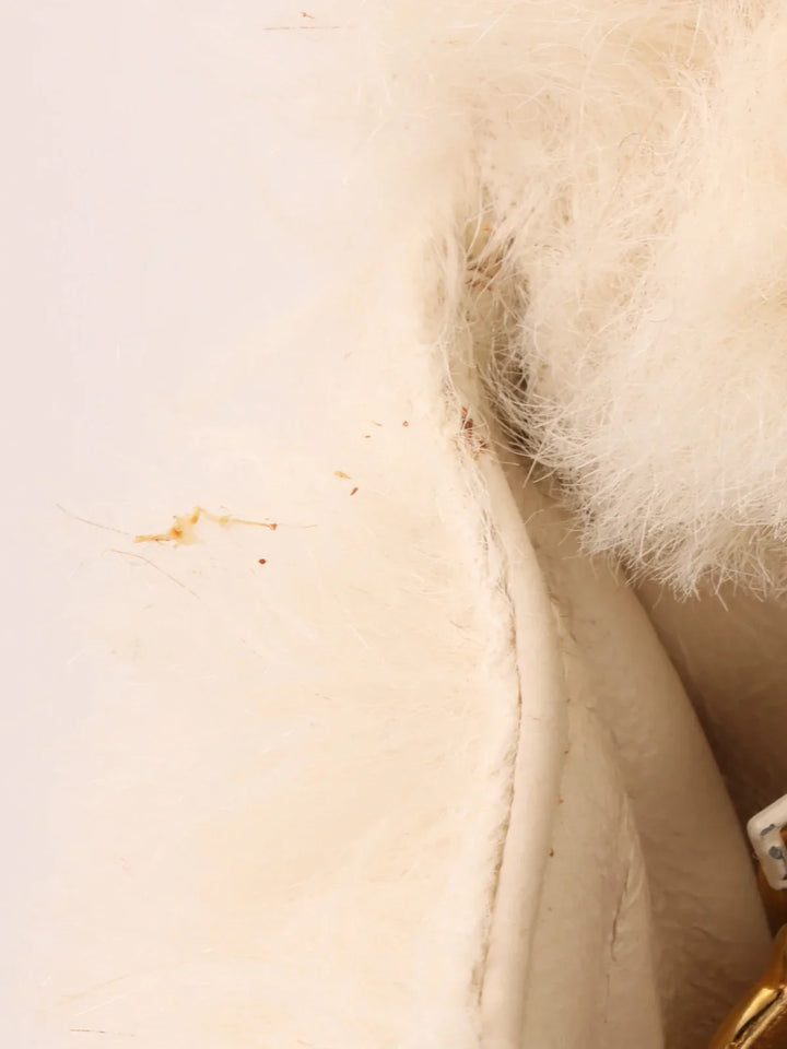 Chanel Around 1992 Made Fur Turn-Lock Top Handle Bag Off White