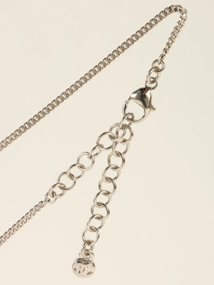 Chanel 2012 Made Rhinestone Diamond Motif Cc Mark Swing Necklace Silver/Champagne