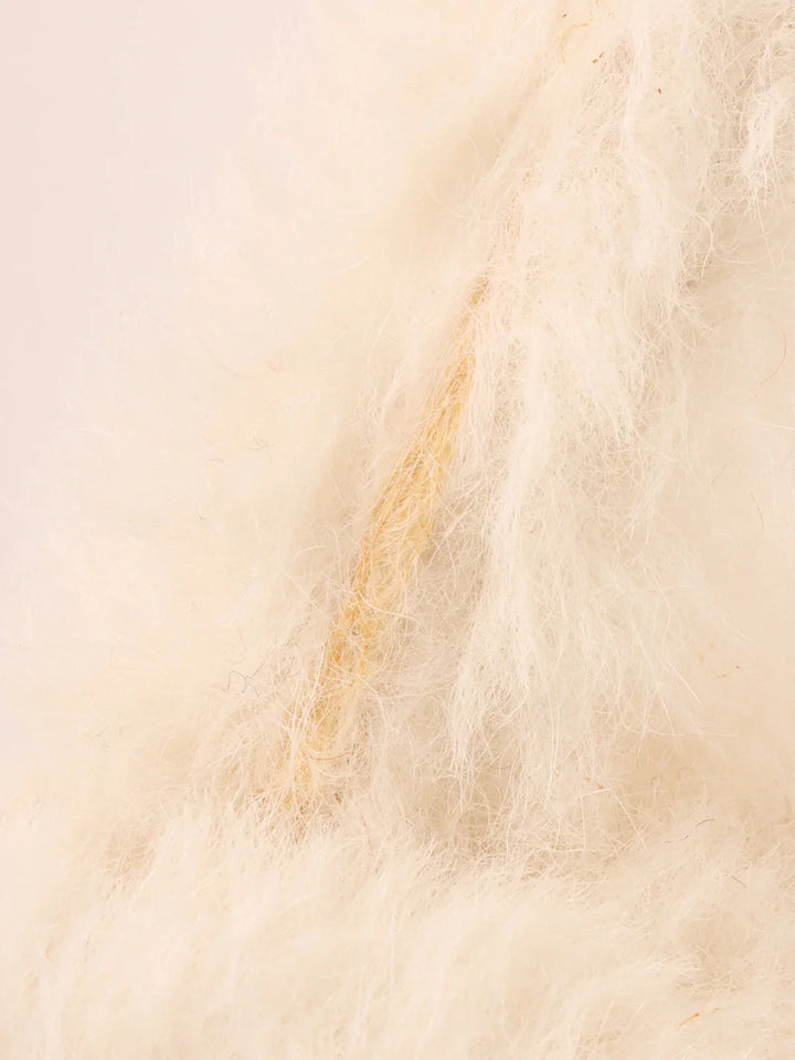 Chanel Around 1992 Made Fur Turn-Lock Top Handle Bag Off White