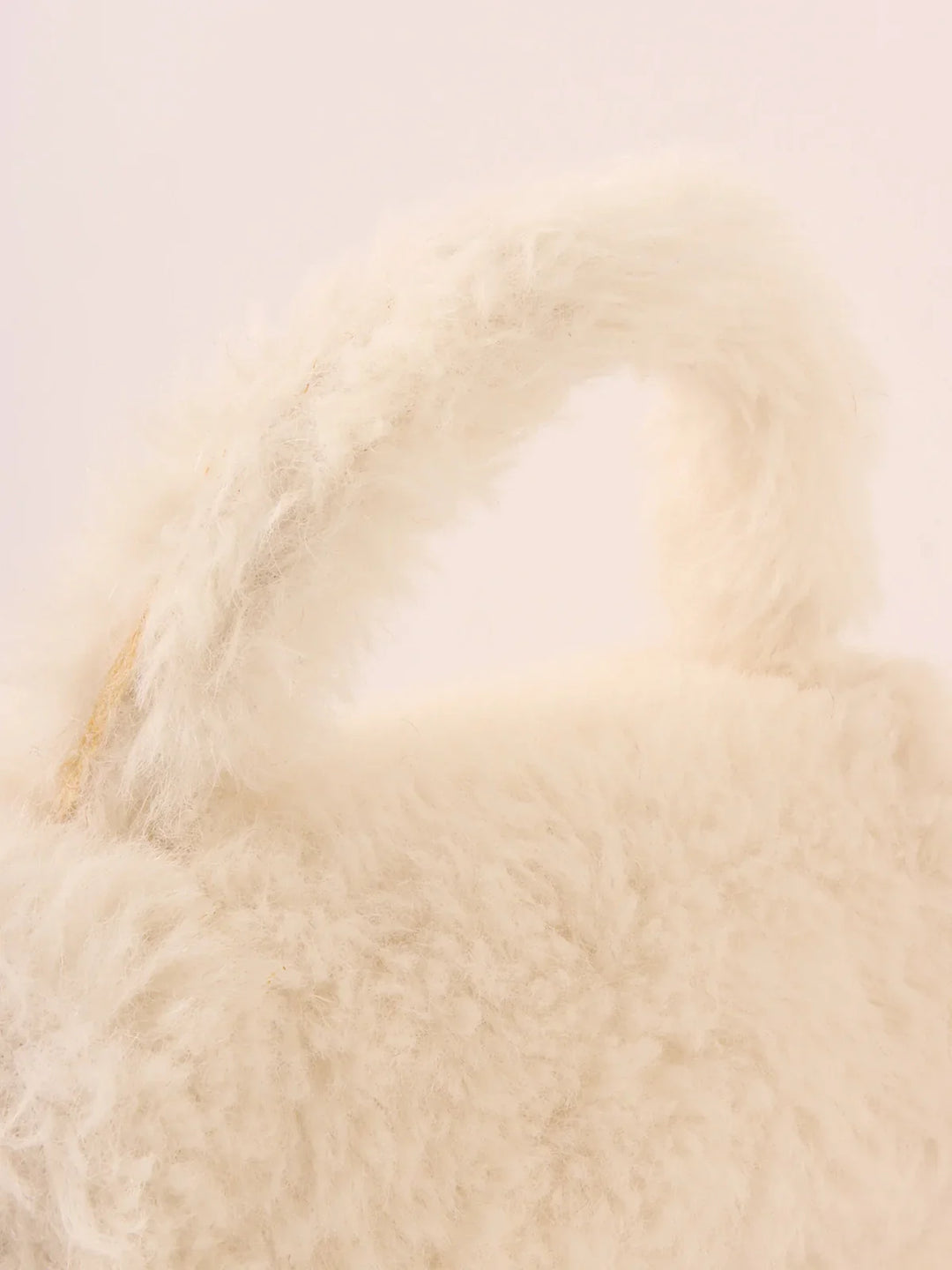 Chanel Around 1992 Made Fur Turn-Lock Top Handle Bag Off White