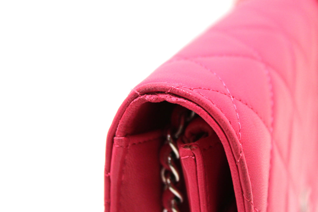 Top Quality Chanel Fuchsia Pink Quilted Lambskin Leather Wallet On Chain WOC Messenger Bag