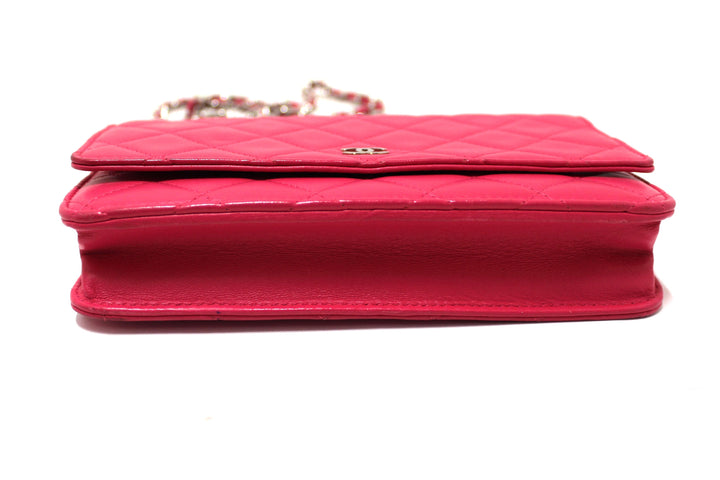 Top Quality Chanel Fuchsia Pink Quilted Lambskin Leather Wallet On Chain WOC Messenger Bag