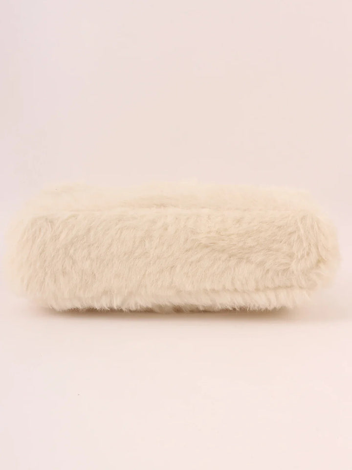 Chanel Around 1992 Made Fur Turn-Lock Top Handle Bag Off White