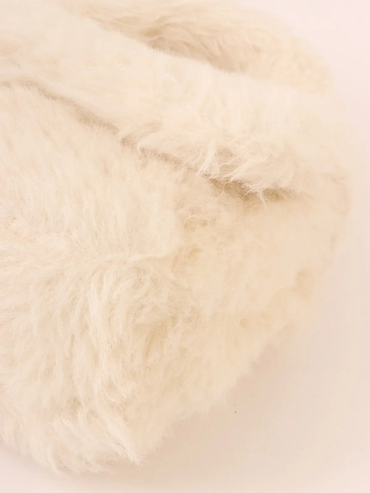 Chanel Around 1992 Made Fur Turn-Lock Top Handle Bag Off White