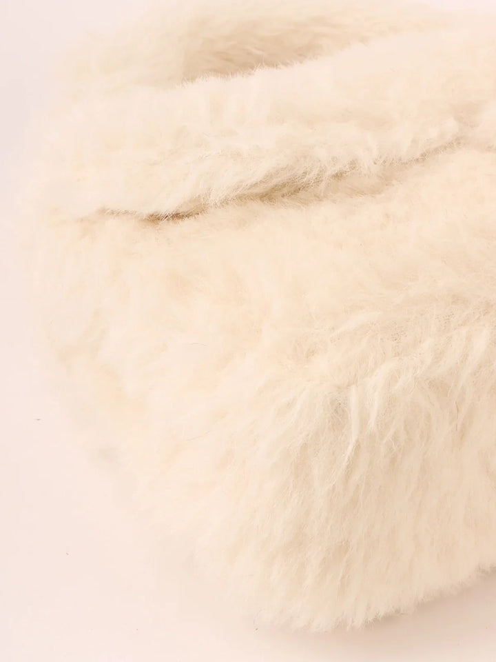 Chanel Around 1992 Made Fur Turn-Lock Top Handle Bag Off White