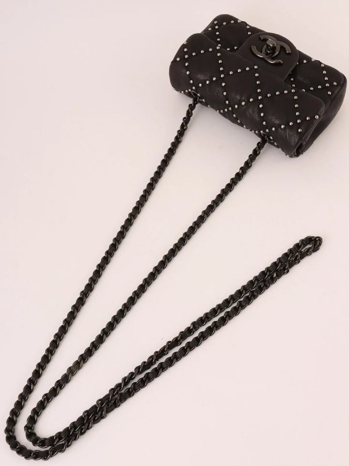 Chanel Around 2014 Made Studs Turn-Lock Chain Bag Mini Black