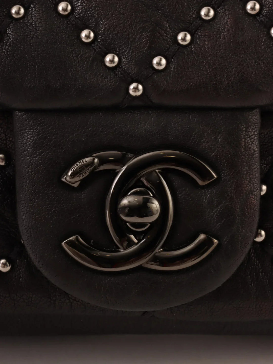 Chanel Around 2014 Made Studs Turn-Lock Chain Bag Mini Black