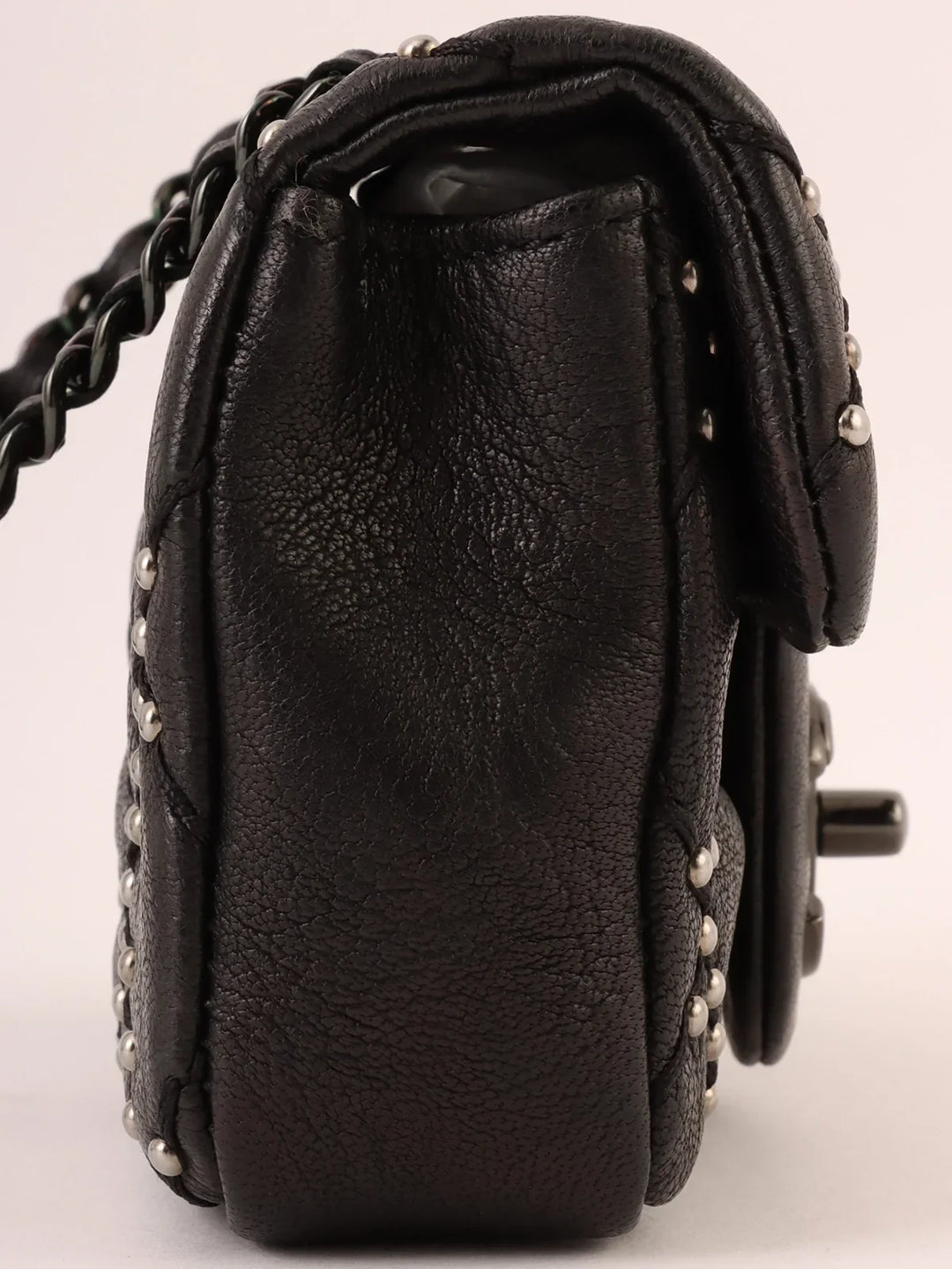 Chanel Around 2014 Made Studs Turn-Lock Chain Bag Mini Black