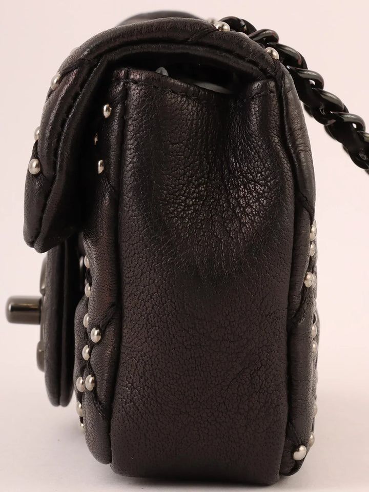 Chanel Around 2014 Made Studs Turn-Lock Chain Bag Mini Black