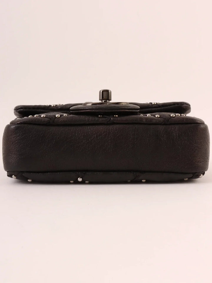 Chanel Around 2014 Made Studs Turn-Lock Chain Bag Mini Black