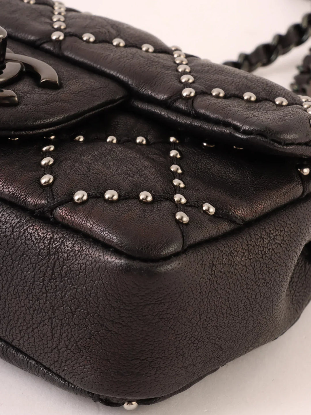Chanel Around 2014 Made Studs Turn-Lock Chain Bag Mini Black