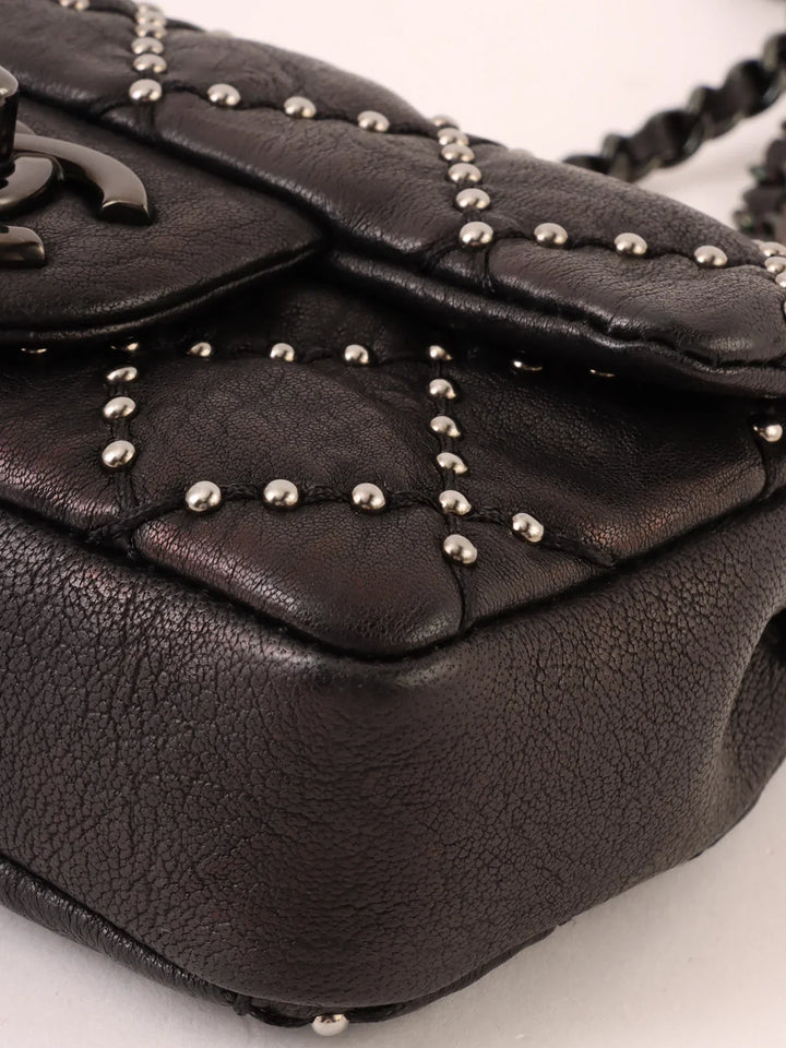 Chanel Around 2014 Made Studs Turn-Lock Chain Bag Mini Black
