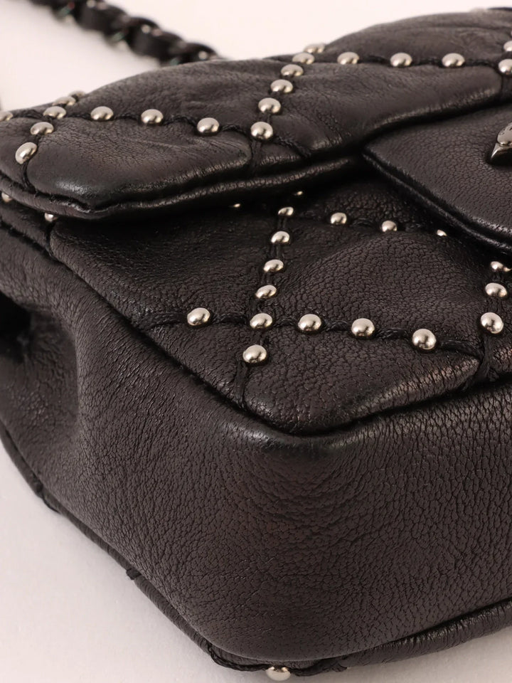 Chanel Around 2014 Made Studs Turn-Lock Chain Bag Mini Black
